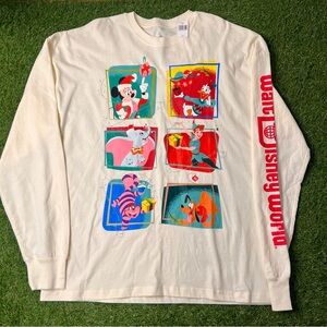 Disney Cream Long Sleeve Kids Shirt with Colorful Graphics
